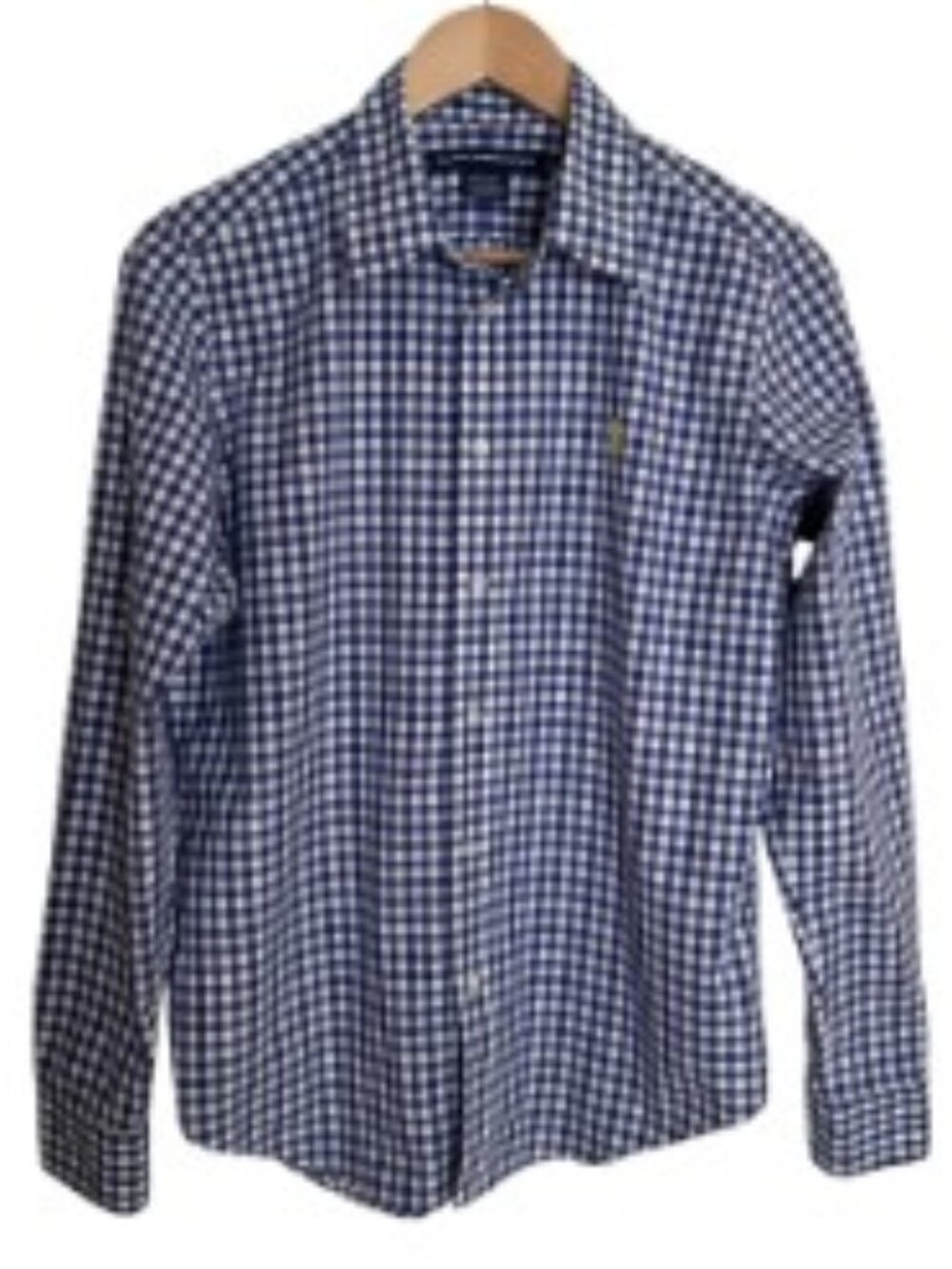 Ralph Lauren Sport Blue & White Gingham Button Front Shirt 14